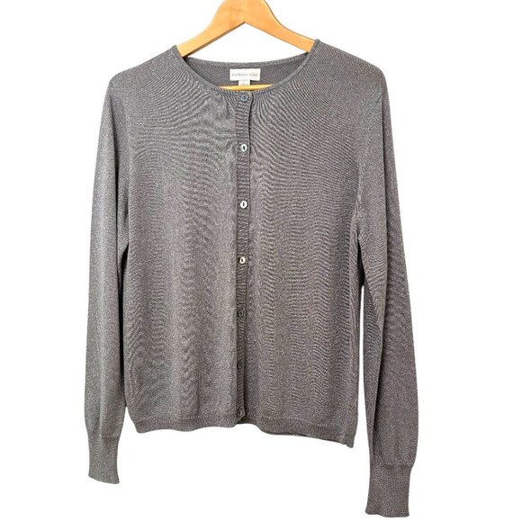 NORTHERN ISLES Cardigan Sweater NWT Grey with Silver Metallic Detail Size L New - Picture 1 of 8